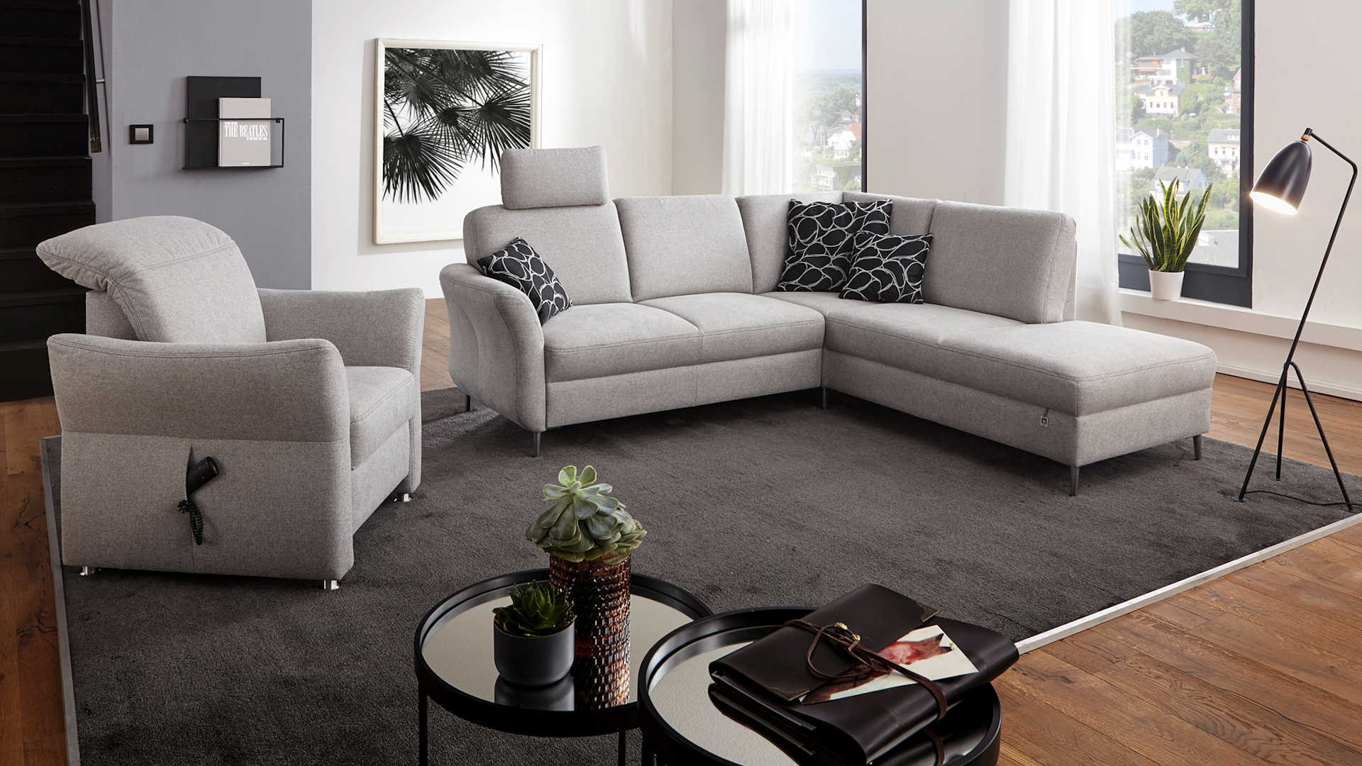 Polstergarnitur Z22686 - Stoff hellgrau