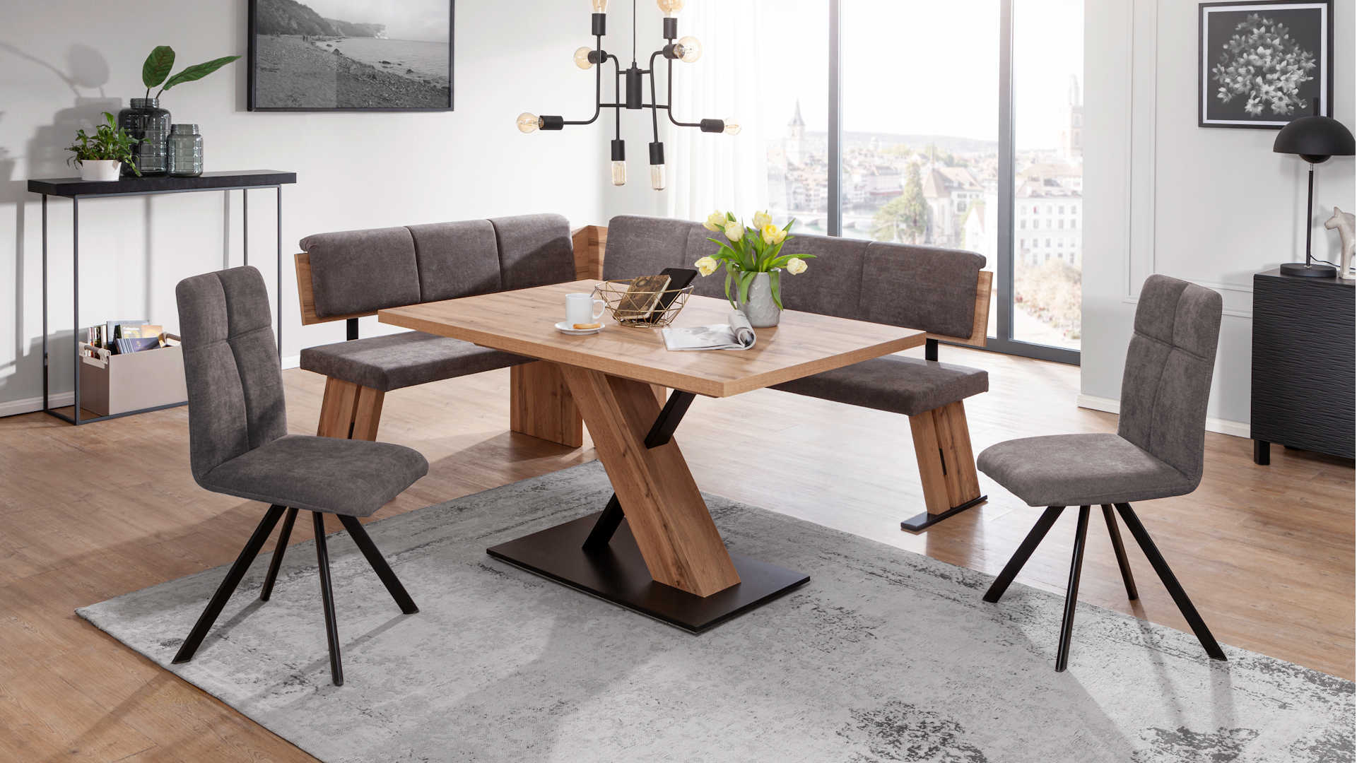 Eckbankgruppe Z22720-1 - Holzdekor, Stoff